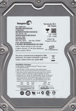 ST3500320NS Seagate 500GB SATA 3.5 Inch Hard Drive