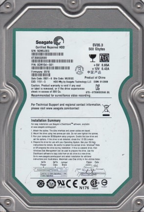 ST3500320SV Seagate 500GB SATA 3.5 Inch Hard Drive