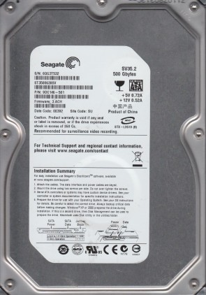 ST3500630SV Seagate 500GB SATA 3.5 Inch Hard Drive