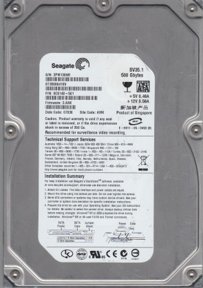 ST3500641SV Seagate 500GB SATA 3.5 Inch Hard Drive
