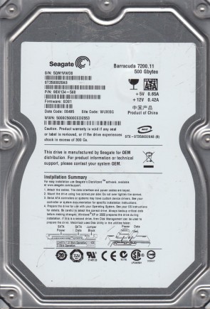ST3500820AS Seagate 500GB SATA 3.5 Inch Hard Drive