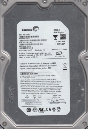 ST3500830SCE Seagate 500GB SATA 3.5 Inch Hard Drive