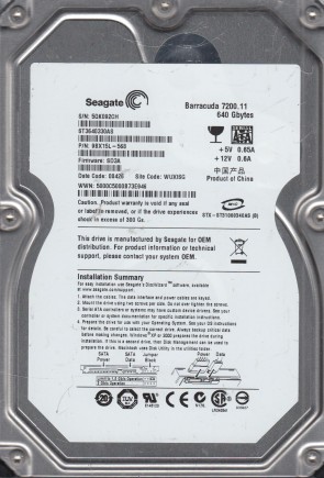 ST3640330AS Seagate 640GB SATA 3.5 Inch Hard Drive