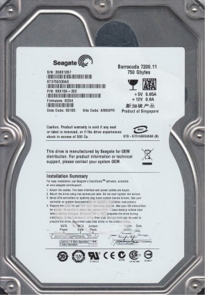 ST3750330AS Seagate 750GB SATA 3.5 Inch Hard Drive