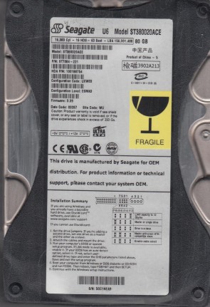 SeagateST380020ACE80 GBIDE3.5