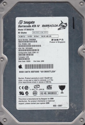 ST380021A Seagate 80GB IDE 3.5 Inch Hard Drive