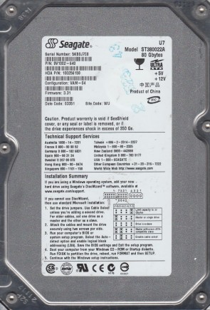 SeagateST380022A80 GBIDE3.5
