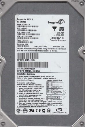 ST380023A Seagate 80GB IDE 3.5 Inch Hard Drive