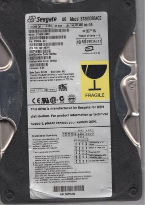 ST38002ACE Seagate 80GB IDE 3.5 Inch Hard Drive