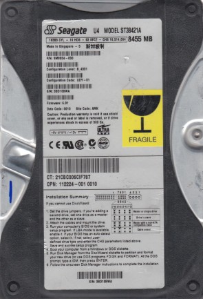 ST38421A Seagate 8.4GB IDE 3.5 Inch Hard Drive