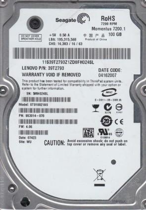 ST910021A Seagate 100GB IDE 2.5 Inch Hard Drive