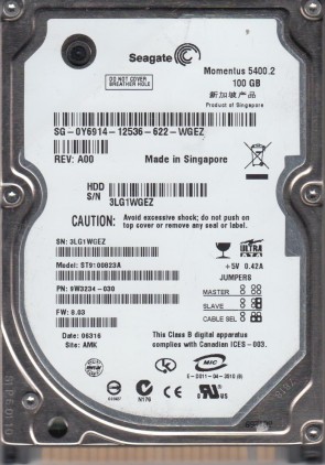 ST9100823A Seagate 100GB IDE 2.5 Inch Hard Drive