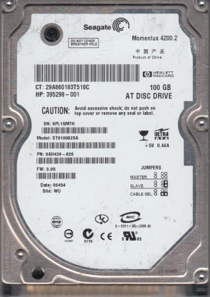 ST9100825A Seagate 100GB IDE 2.5 Inch Hard Drive