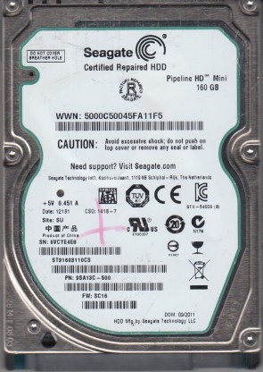 ST91603110CS Seagate 160GB SATA 2.5 Inch Hard Drive