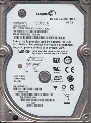 ST9160319AS Seagate 160GB SATA 2.5 Inch Hard Drive
