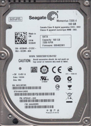 SeagateST9160412ASG160 GBSATA2.5