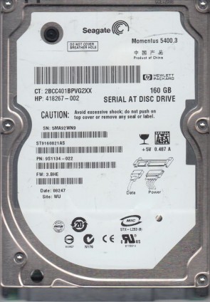 ST9160821A Seagate 160GB IDE 2.5 Inch Hard Drive