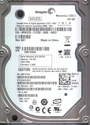ST9160823AS Seagate 160GB SATA 2.5 Inch Hard Drive