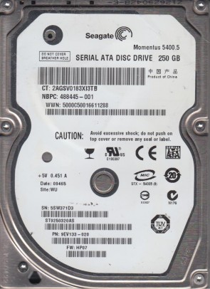 ST9250320AS Seagate 250GB SATA 2.5 Inch Hard Drive