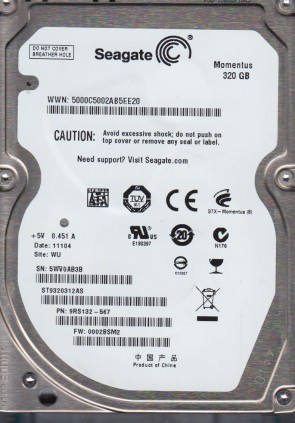 ST9320312AS Seagate 320GB SATA 2.5 Inch Hard Drive
