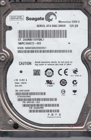 ST9320325AS Seagate 320GB SATA 2.5 Inch Hard Drive