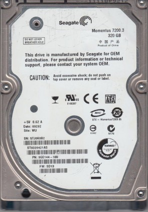ST9320421AS Seagate 320GB SATA 2.5 Inch Hard Drive
