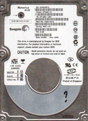 ST94811A Seagate 40GB IDE 2.5 Inch Hard Drive