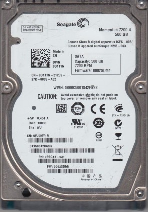 SeagateST9500420ASG500 GBSATA2.5