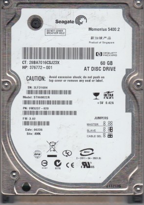 ST960822A Seagate 60GB IDE 2.5 Inch Hard Drive