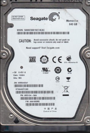 ST9640322AS Seagate 640GB SATA 2.5 Inch Hard Drive