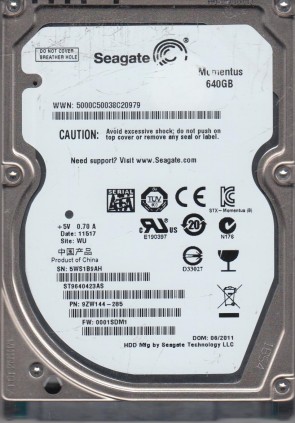 ST9640423AS Seagate 640GB SATA 2.5 Inch Hard Drive