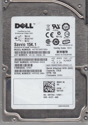 ST973451SS Seagate 73GB SAS 2.5 Inch Hard Drive
