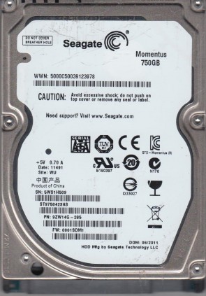 ST9750423AS Seagate 750GB SATA 2.5 Inch Hard Drive