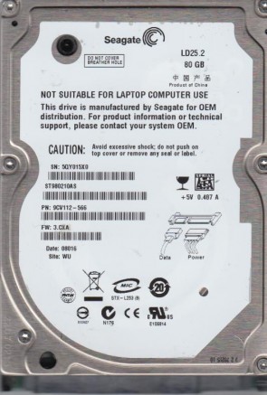 ST980210A Seagate 80GB IDE 2.5 Inch Hard Drive