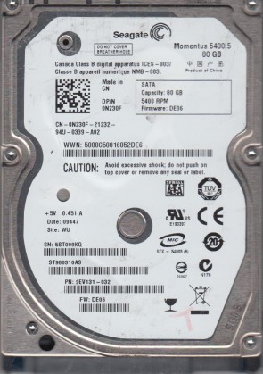 ST980310AS Seagate 80GB SATA 2.5 Inch Hard Drive