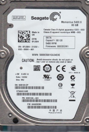 SeagateST980313AS80 GBSATA2.5