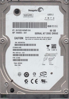 ST980814AS Seagate 80GB SATA 2.5 Inch Hard Drive