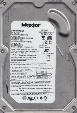 MaxtorSTM3802110A80 GBIDE3.5