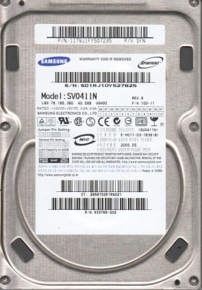 SV0411N Samsung 40GB IDE 3.5 Inch Hard Drive