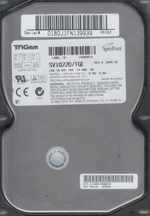 SV1022D Samsung 10.2GB IDE 3.5 Inch Hard Drive