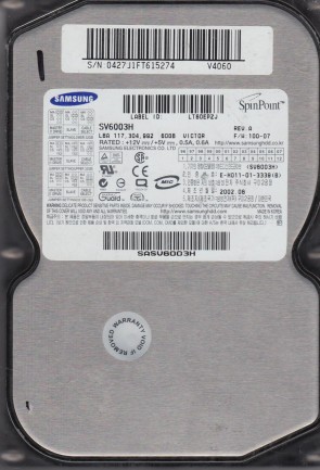 SV6003H Samsung 60GB IDE 3.5 Inch Hard Drive