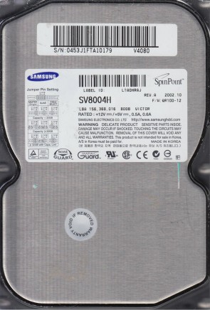 SV8004H Samsung 80GB IDE 3.5 Inch Hard Drive
