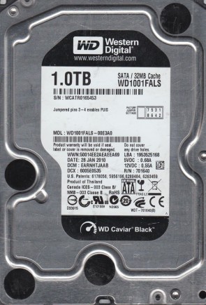 WD1001FALS Western Digital 1TB SATA 3.5 Inch Hard Drive