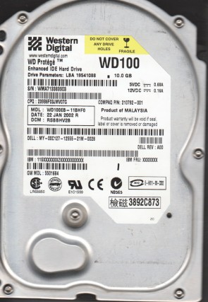 WD100EB Western Digital 10GB IDE 3.5 Inch Hard Drive