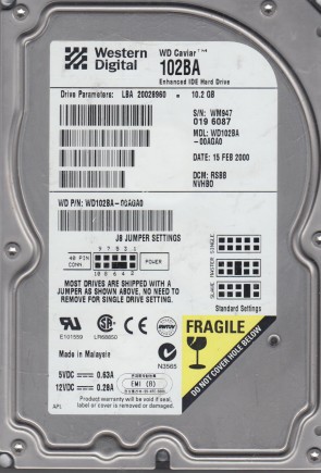 WD102BA Western Digital 10.2GB IDE 3.5 Inch Hard Drive