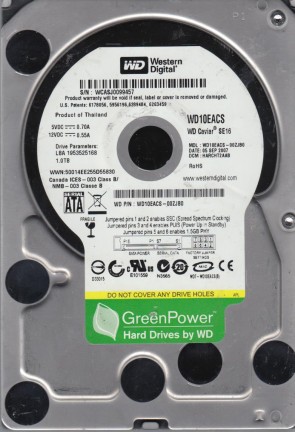 WD10EACS Western Digital 1TB SATA 3.5 Inch Hard Drive