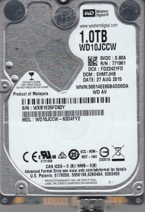 WD10JCCW Western Digital 1TB USB 2.5 Inch Hard Drive
