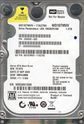 WD10TMVV Western Digital 1TB USB 2.5 Inch Hard Drive