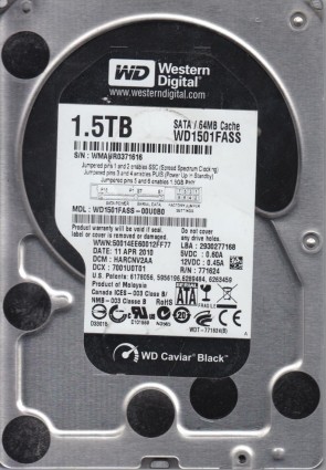 WD1501FASS Western Digital 1.5TB SATA 3.5 Inch Hard Drive