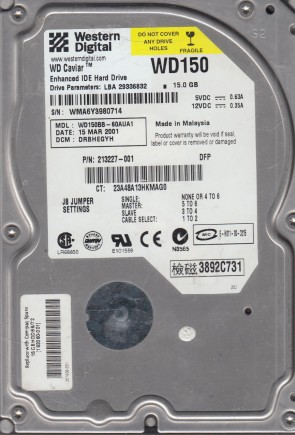 WD150BB Western Digital 15GB IDE 3.5 Inch Hard Drive